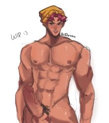1boy abby_(kpop_demon_hunters) abs asian asian_male bara bara_tits barazoku cock dick erect_penis erection hard_cock hard_on hard_penis kpop_demon_hunters male male_only netflix penis pink_hair remokkiz saja_boys solo solo_male white_body