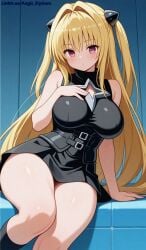 1girls accurate_art_style aegis_elysium ai_art ai_generated alternate_breast_size bed black_dress blonde_hair blush blushing_at_viewer breasts cleavage curtains day female female_focus gem golden_darkness grabbing grabbing_boobs grabbing_breast grabbing_breasts hair_ornament headpiece highres holding holding_boobs holding_breast horny huge_breasts hugging indoor jewelry konjiki_no_yami lamp large_breasts legs lewd licking long_hair looking_at_viewer naughty navel panties pervert purple_eyes room shirt sitting smile solo solo_focus symbol thick thick_breasts thick_thighs thighhighs thighs to_love-ru to_love-ru_darkness tsundere twintails undressing very_long_hair wall wall_(structure) wardrobe watermark white_hair window windows