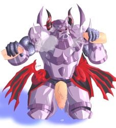 armor balls bara berserker_(dragalia_lost) big_penis boner dragalia_lost erection gay handjob male male_only muscles muscular on_knees penis penis_out tugfx8