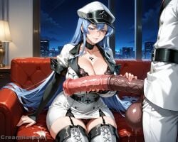 1girls ai_generated akame_ga_kill! anime big_ass big_balls big_breasts big_butt big_penis blue_eyes blue_hair boots cap choker cleavage cock_worship couch creamhorseai cum cum_drip curvaceous curvy curvy_female curvy_figure equine_penis esdeath_(akame_ga_kill!) female garter_belt giant_breasts handjob hat high_resolution highres horsecock horsecock_on_humanoid hourglass_figure huge_ass huge_balls huge_breasts huge_cock hyper_balls ice imminent_oral imminent_sex laced_underwear lingerie long_hair magic_user male male/female matching_hair/eyes mature_female milf military_hat military_jacket military_uniform mommy mommy_kink penis_awe precum precum_drip seductive testicles thick_thighs thighhighs thin_waist uniform white_clothing wide_hips