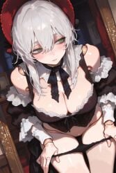 1female 1girls 2025 ai_assisted ai_generated background big_breasts bloodborne blush blush_lines blushing_at_viewer bonnet breasts clothed clothing doll doll_joints female female_focus female_only fromsoftware goth goth_girl green_eyes light-skinned_female light_skin looking_down panties panties_around_legs panties_down plain_doll room tagme uncensored undressing undressing_self video_game video_game_character video_game_franchise video_games white_hair