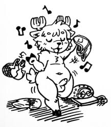 antlers clothes_on_floor deer fauxtellno1_(artist) furry male_only naked one_piece shonen_jump singing tony_tony_chopper