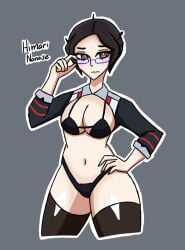 big_hips big_thighs glasses himari_nanase medium_breasts navel plasmiliodark thighhighs two_piece_swimsuit ultraman_(franchise) ultraman_trigger_(series)