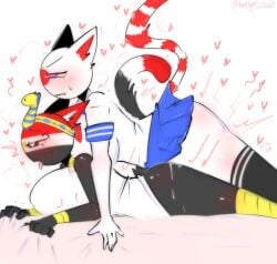 1futa 1girl1futa 1girls cat_ears countryhumans countryhumans_girl egypt_(countryhumans) egyptian_clothes futa_on_female japan_(countryhumans) kak0yt0_chel thighhighs