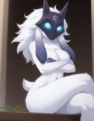 1girls ai_generated furry kindred lamb_(league_of_legends) looking_at_viewer