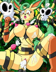 anthro breasts crossover cum cum_inside cum_on_breasts double_penetration eeveelution furry generation_4_pokemon leafeon nintendo penetration pokemon pokemon_(species) rape skulltula tentacle tentacle_sex the_legend_of_zelda