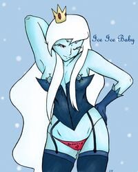 adventure_time blue_skin blue_theme breasts bustier garter_belt ice_queen_(adventure_time) lilithn lingerie solo