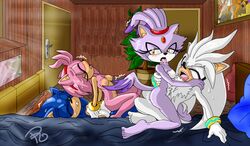 2boys 2girls amy_rose anthro background blaze_the_cat blush cat color feet feline female fur furry furry_only group hedgehog horlod male mammal open_mouth raianonzika sex silver_the_hedgehog sonic_(series) sonic_the_hedgehog straight uncensored vaginal_penetration