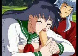 animated artist_request clothed_sex fellatio higurashi_kagome inuyasha inuyasha_(character) kagome_higurashi oral outdoors straight