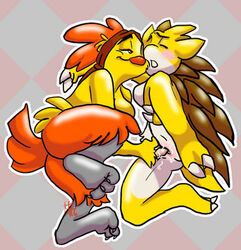 anthro breasts claws color combusken female female_only fingering insertion interspecies multiple_females multiple_girls nintendo nude pokemon pokemon_(species) pussy_juice sandslash tagme vulva yuri