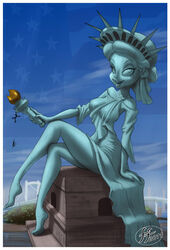 14-bis 1girls 2011 barefoot breasts feet female magic statue_of_liberty