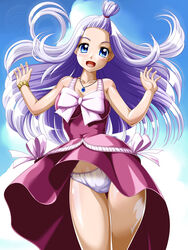 1girls blue_eyes fairy_tail female female_only long_hair mirajane_strauss necklace onoe panties solo tagme white_hair