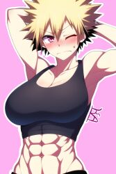 1girls abs adult_swim ai_generated big_breasts bimbo bimbofication bimbofied blush blush_lines brainwashing female_bakugou forced genderswap genderswap_(mtf) girly horny horny_female hypnosis katsuki_bakugou krystalizedart mind_control muscular my_hero_academia nai_diffusion pink_eyes punk resisting rule_63 stable_diffusion toonami very_short_hair