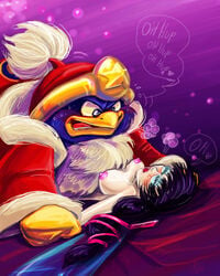 black_hair breasts evanight fairy female freckles glasses interspecies king_dedede kirby kirby_(series) male nipples penguin queen_fairy queen_ripple straight