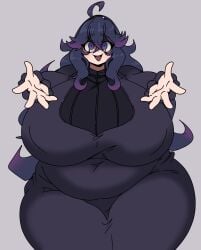 arms_stretched big_breasts chubby_female dumptruck_ass female_focus female_only goth_girl hex_maniac highlighted_hair hyper_ass hyper_breasts inakotho massive_breasts nintendo pale-skinned_female pokemon purple_eyes purple_hair turtleneck_dress