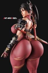 1girls 3d antarxrigel ass_focus huge_ass ripped_clothing soul_calibur taki thick_thighs