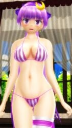 1girls 2024 3d belly_button bikini blue_sky blush breasts clavicle cleavage clouds cresent_moon curtains hati_yukkuri_mmd headband hips human indoors interior_background jpeg legwear light-skinned_female long_hair_female looking_at_viewer mmd open_mouth patchouli_knowledge purple_eyes purple_hair_female purple_ribbon sky solo_female solo_focus swimsuit tied_hair touhou trees waist window