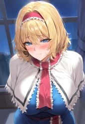 ai_generated alice_margatroid big_breasts blonde_hair mikayori touhou