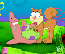 breasts drooling female foreskin glans interspecies male male/female nickelodeon nipples nude on_back oral oral_sex patrick_star penis retracted_foreskin sandy_cheeks spongebob_squarepants squirrel starfish straight_hair tagme uncut xl-toons.com