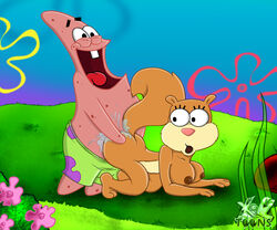 ambiguous_penetration breasts cum_inside cum_on_ass doggy_style doggystyle drooling female glans insertion interspecies male nickelodeon nipples nude one_tooth patrick_star sandy_cheeks smooth_skin spongebob_squarepants squirrel starfish xl-toons.com