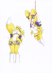 ball_gag bondage bound digidredg digimon juice renamon rope suspension vibrator