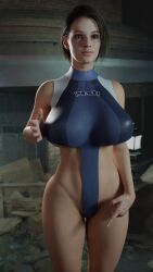 3d 3d_(artwork) 3d_model 3d_render big_ass big_breasts blender breasts girl half-dressed jill_valentine resident_evil_3