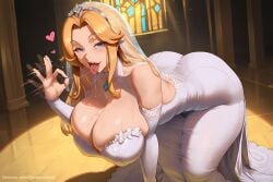 ai_generated busty commission fellatio_gesture huge_ass huge_breasts league_of_legends luxanna_crownguard oral_invitation patreon patreon_url patreon_username riot_games sinderellaart tease teasing_viewer tencent thick thick_legs thick_thighs video_game_character voluptuous wedding_dress