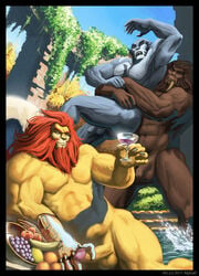 3boys alpha0 boner erection flaccid gay grune_the_destroyer king_claudus male male_only nude panthro thundercats thundercats_2011 yaoi