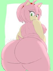 1girls amy_rose anthro areolae artist_signature ass belly belly_overhang big_ass big_breasts breasts bubble_butt chubby chubby_female countershade_arms countershading eyelashes female female_only furry gluteal_fold green_eyes hairband johnlovescows light-skinned_female light_skin looking_back love_handles low-angle_view mobian_(species) muffin_top naked naked_female nipples nude nude_female overweight overweight_female pink_areola pink_body pink_fur pink_nipples raised_eyebrows sega sideboob sonic_(series) sonic_the_hedgehog_(series) tail thick_thighs thighs two_tone_body white_body