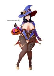 big_breasts big_butt boruto:_naruto_next_generations cosplay exibitionism genshin_impact glimmer halloween halloween_costume hyuuga_hinata mature_female mona_(genshin_impact) public_indecency whore wife