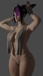 3d 3d_(artwork) 3d_model 3d_render big_ass big_breasts blender breasts girl half-dressed juri_han street_fighter street_fighter_6 street_fighter_v