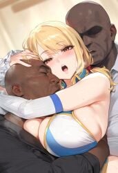 ai_generated big_breasts dark-skinned_male fairy_tail lucy_heartfilia mrteardrop multiple_boys