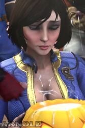 1girls 3d 3d_animation 4boys arnoldthehero big_breasts bioshock bioshock_infinite blue_eyes breasts brown_hair bukkake cleavage cosplay costume cum cum_between_breasts cum_collecting cum_in_cleavage cum_in_container cum_on_breasts elizabeth_comstock erect_penis erection fallout female female_focus halloween handjob kneeling large_breasts male moaning preview sex short_hair sound tagme teaser trick_or_treat vault_suit video