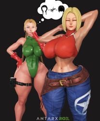 2girls 3d antarxrigel blue_mary cammy_white capcom fatal_fury king_of_fighters leotard light-skinned_female snk street_fighter tagme thick_thighs thigh_strap