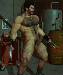 1boy 3d boner erection james_howlett male male_only marvel marvel_comics mutant nude solo wolverine_(x-men) x-men yaoi yolco