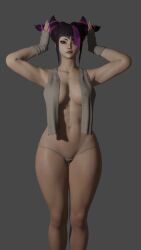 3d 3d_(artwork) 3d_model 3d_render big_ass big_breasts blender breasts girl half-dressed juri_han street_fighter street_fighter_6 street_fighter_v