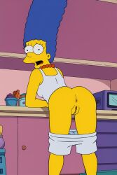 bent_over female_only marge_simpson nude pussy