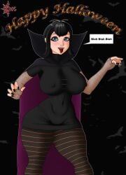 1girl big_boobs big_breasts big_thighs big_waist black_hair blue_eyes caosenriqueart female girl goth_girl gothic halloween halloween_2024 hotel_transylvania mavis_dracula short_hair solo spooky vampire vampire_girl