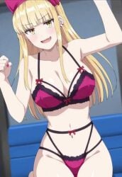 1girls ai_generated ballpark_de_tsukamaete! gyaru lingerie ruriko ruriko_(ballpark_de_tsukamaete!) smile solo underwear