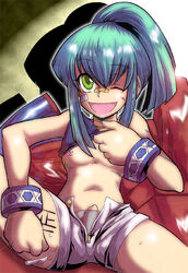 1boy bandage_on_nose dick green_eyes green_hair leo leo_(yu-gi-oh!) lua_(yu-gi-oh!) small_penis tagme unzipped_pants yu-gi-oh! yu-gi-oh!_5d's