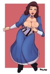 2d big_breasts bioshock bioshock_infinite blue_eyes bodyattk bolero boots breasts brown_hair bursting_breasts busty choker cleavage corset elizabeth_comstock female female_focus female_only hourglass_figure lipstick long_fingernails long_hair makeup mascara nail_polish overflowing_breasts pinup pinup_pose skirt standing tagme wide_hips