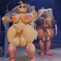 2futas 3d absurd_res adri164 animatronic areola assisted_exposure avian balls bedsheet_ghost big_breasts bird black_areola black_nipples body_hair breasts chicken clothing embarrassed exposed five_nights_at_freddy's five_nights_at_freddy's_2 foreskin foreskin_overhang futa_only futa_with_futa futanari galliform gallus_(genus) genitals ghost_costume gilf_toy_chica gynomorph hairy happy_trail hi_res huge_balls huge_breasts huge_cock looking_at_another lovetaste_chica machine mature_female navel nipple_outline nipples nude open_mouth open_smile orange_areola orange_nipples orange_pussy penis phasianid pubes pubic_tattoo public public_nudity pussy robot smile solo tongue tongue_out toy_chica_(fnaf) toy_chica_(love_taste) translucent translucent_clothing translucent_sheet unretracted_foreskin wide_hips womb_tattoo