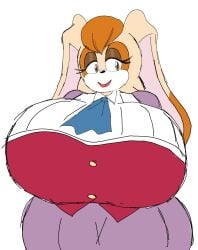 1girls big_breasts enormous_ass large_breasts mature_female momiji_(artist) smiling sonic_(series) sonic_the_hedgehog_(series) vanilla_the_rabbit