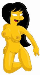 black_hair breasts color female female_only front_view hair human jessica_lovejoy kneeling nipples nude solo tagme the_simpsons vulva