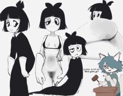 2d 2girls adult_swim artist_request baggy_eyes bottomless creepy_susie furry gloves goth hairy_pussy hatsumiilkshake laying_down micro_bikini nude oc sitting the_oblongs