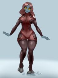 1girls alien alien_girl alien_humanoid big_breasts blue_body blue_skin brown_hair brunette_hair female female_only full_body full_body_suit golden_eyes hooves long_hair skin_tight skin_tight_outfit skin_tight_suit smile smiling solo solo_female solo_focus tau thick_thighs warhammer_(franchise) warhammer_40k water wide_hips xenophilia yellow_eyes zipper