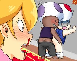 ass_cleavage bleeding blood blush butt_crack clothes color female human interspecies lilirulu male mario_(series) multiple_males nintendo nosebleed princess_peach sex super_mario_bros. tagme toad_(mario) yaoi