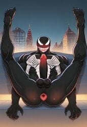 abs ai_generated anus ass balls biceps big_balls big_penis black_body blush erection gaping_anus gay legs_up looking_at_viewer male male_only marvel muscular muscular_male nude_male open_mouth pecs penis smile symbiote toned_body toned_male twall97 venom_(marvel)