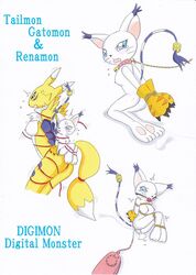 anthro bound claws color digidredg digimon female female_only fur furry gatomon gloves interspecies multiple_females pussy_juice renamon size_difference tagme vibrator