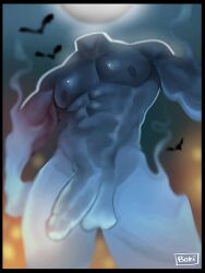 abs balls bara biceps big_balls big_penis ghost ghost_boy ghost_penis haideebobs halloween holidays male male_nipples male_only muscular_male nipples nude pecs penis